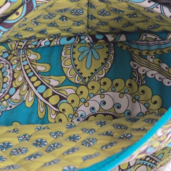 Vera Bradley Peacock Blue Green Paisley Shoulder Bag Glasses Pouch - Picture 6 of 8